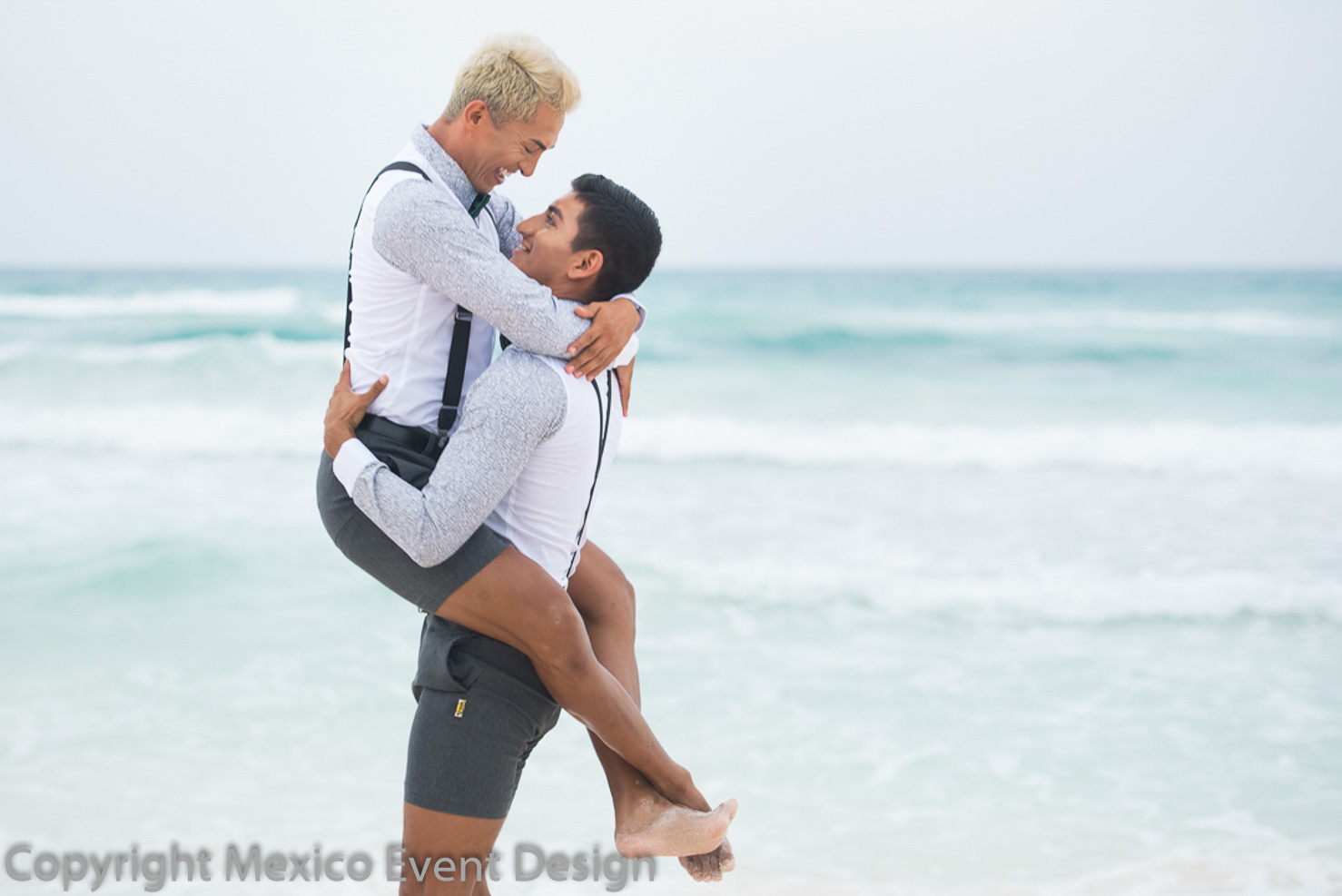 gay male couple beach Riviera Maya LGBT wedding